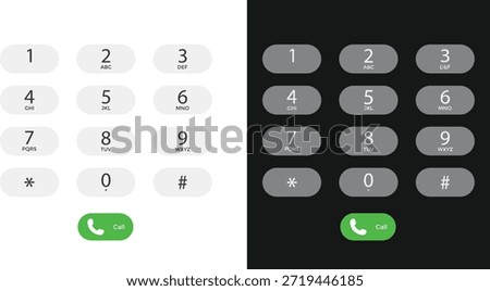 Phone Dialer Interface Icons. Number pad graphic design. Mobile call buttons symbols. Communication and app software signs
