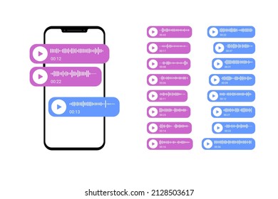 Phone dialog voice message. Bubble. Audio chat. Template. Different variations. Vector illustration