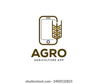 inspiración de la ilustración de la plantilla de diseño del logotipo de información digital de trigo de teléfono