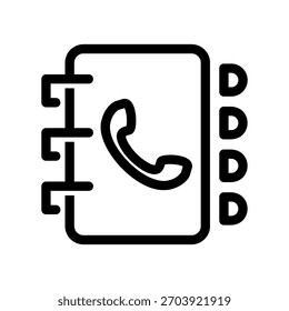 Icono del directorio del teléfono, contorno negro simple
