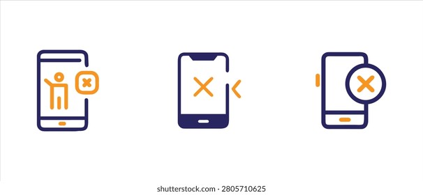 Phone disabled and restricted usage icon set