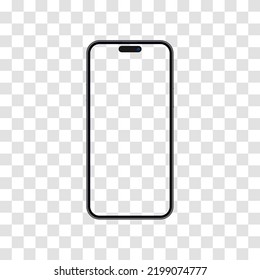 Phone display with blank screen isolated on transparent background. Vector illustration.