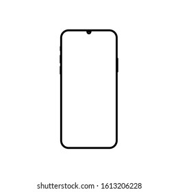 Phone display with blank white screen isolated on white background. Vector illustration. 