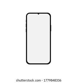 Phone display with blank white screen isolated on white background. Vector illustration. 