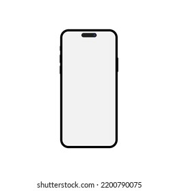 Phone display with blank white screen isolated on white background. Vector illustration. 