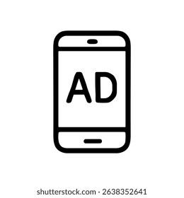 Phone displaying ad text icon icon illustration element