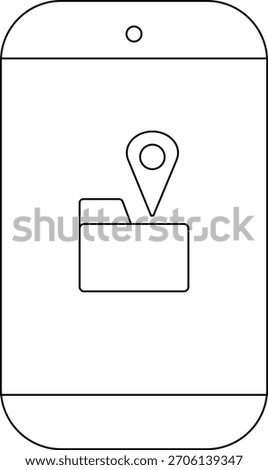 Phone displaying a folder and location pin icon on the screen