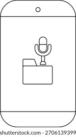 A phone displays a file folder icon with a microphone above it