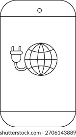 El globo del teléfono conectado a una pantalla de enchufe está en blanco