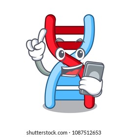 With phone dna molecule character cartoon