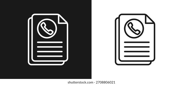 Phone Document Outline Style In White And Black Background