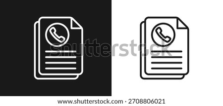 Phone Document Outline Style In White And Black Background