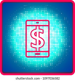 Phone with dollar sign. Color Flat design style. Vector illustration.