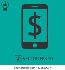 Phone with dollar symbol. Cell phone and dollar simple icon.