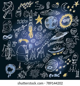 Phone doodle with the open space and rockets