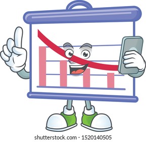 With phone down graphic board cartoon character style.