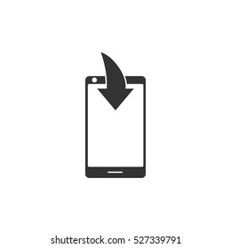 Phone Download Notification Icon Flat. Illustration Isolated Vector Sign Symbol