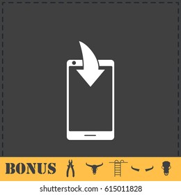 Phone Download Notification icon flat. Simple vector symbol and bonus icon