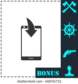 Phone Download Notification icon flat. Simple vector symbol and bonus icon