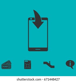 Phone Download Notification icon flat. Simple vector symbol and bonus icon
