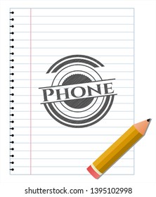 Phone draw (pencil strokes). Vector Illustration. Detailed.