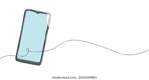 A phone drawing in one line. Smartphone vector icon. Vector illustration