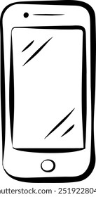 A phone is drawn in black and white