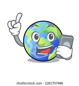 With phone earth in the shape on character