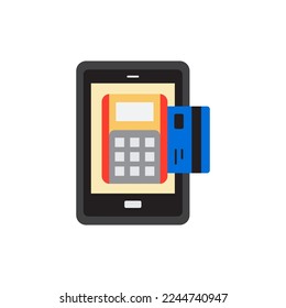 Phone and EDC for payment icon in color, isolated on white background 