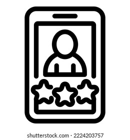 vector de contorno de icono de elección de teléfono. Votar la encuesta. Encuesta de papel