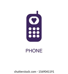 Phone element in flat simple style on white background. Phone icon, with text name concept template