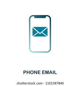 Phone Email icon. Flat style icon design. UI. Illustration of phone email icon. Pictogram isolated on white. Ready to use in web design, apps, software, print.