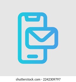 Icono de correo electrónico de teléfono en estilo degradado, uso para presentación de aplicaciones móviles del sitio web