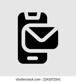 Phone email icon in solid style, use for website mobile app presentation