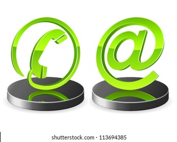 phone and e-mail icons - vector illustration