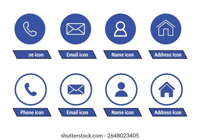 Phone, Email, Name, Address icon set. Web icon set. Business card contact information icons. Contact us icon set. Vector eps 10