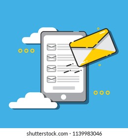 Phone with e-mail on screen. E-mail concept