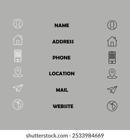 Telefon-E-Mail-Website-Adresse Symbol-Set, Kontakt Telefon, E-Mail-Nachricht, Website-Link, Adresse Standort