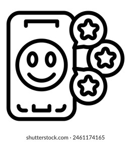 Phone emoji app icon outline vector. Smart screen. Data element
