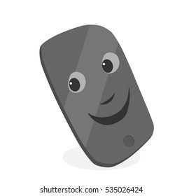 Phone with emotion smile. Vector illustration.