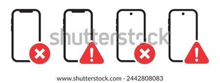 Phone error icon. Phone warning icon, vector illustration