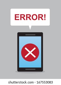 Phone with error screen and message bubble 