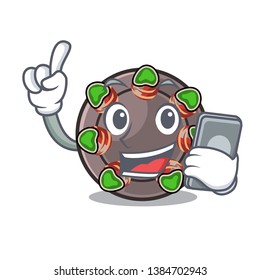 With phone escargot isolated with in the mascot