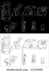 Phone evolution complete set isolated on white or black