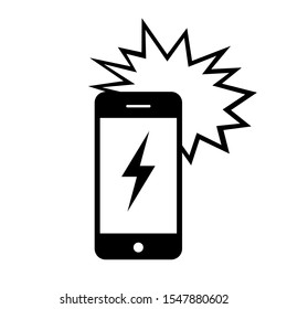 Phone explosion vector icon on white background