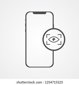 Phone with eye scan vector icon sign symbol