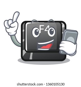 With phone f4 button installed on cartoon keyboard