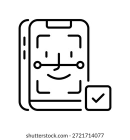 Icono de contorno de Vector de reconocimiento facial de teléfono Archivo EPS 10