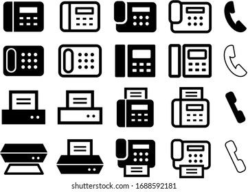 Phone, fax and printer icons