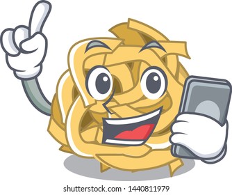 With phone fettucine isolated with in the mascot